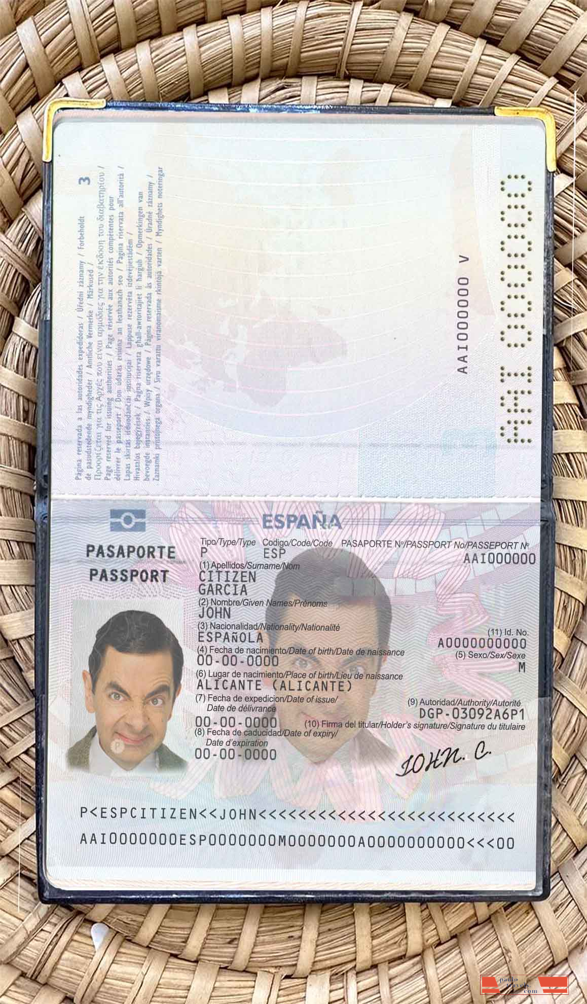 Spain till 2015 passport photo look PSD template